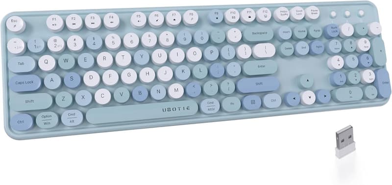 Colorful Wireless Retro Typewriter Keyboard for Multi-Device Use