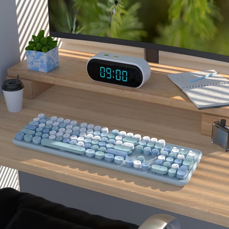 Colorful Wireless Retro Typewriter Keyboard for Multi-Device Use