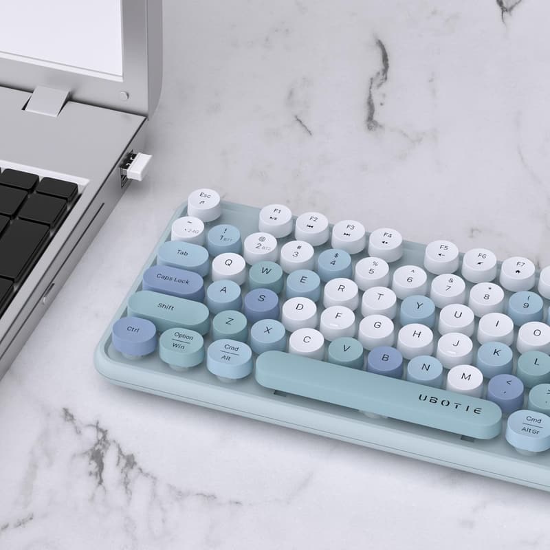 Colorful Wireless Retro Typewriter Keyboard for Multi-Device Use