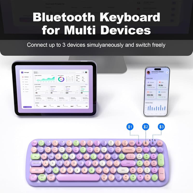 Colorful Retro Mini Bluetooth Keyboard for Mac & iPad