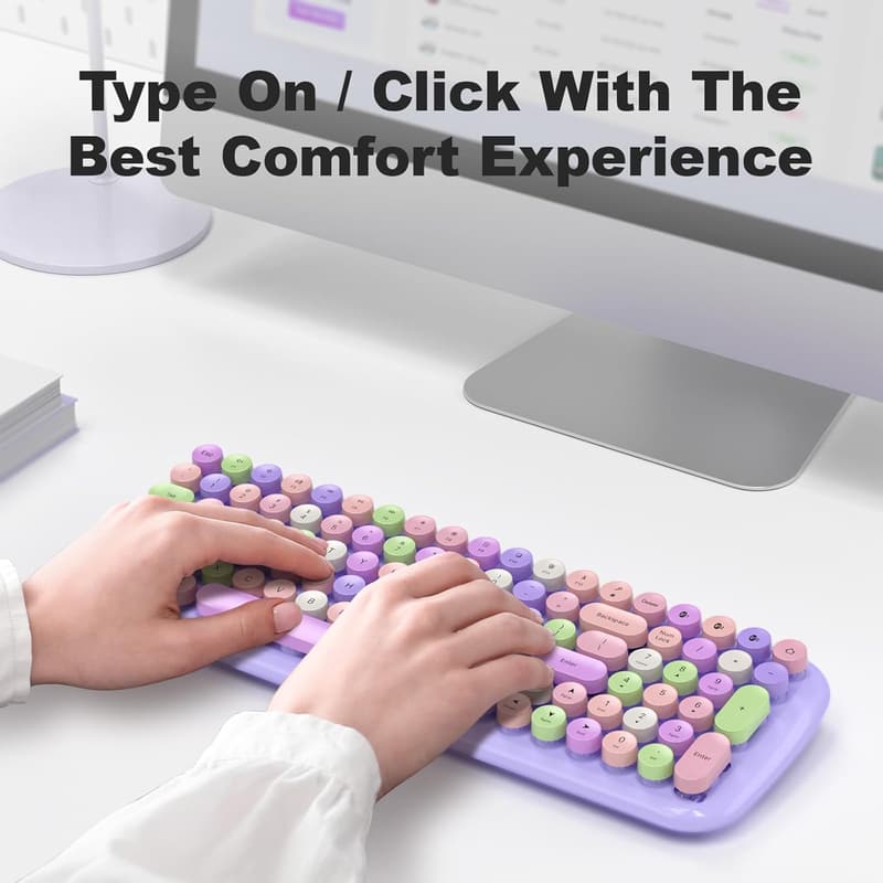 Bluetooth Retro Typewriter Keyboard for iPad & Laptop - Purple