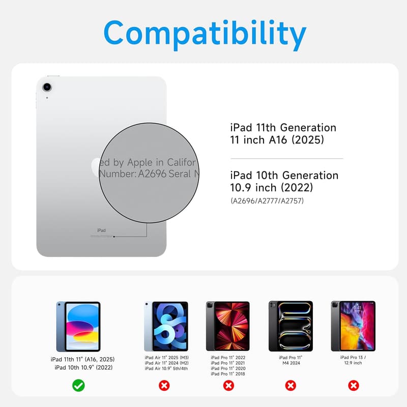 HOU Magnetic Keyboard Case for iPad A16 with Multi-Touch Trackpad