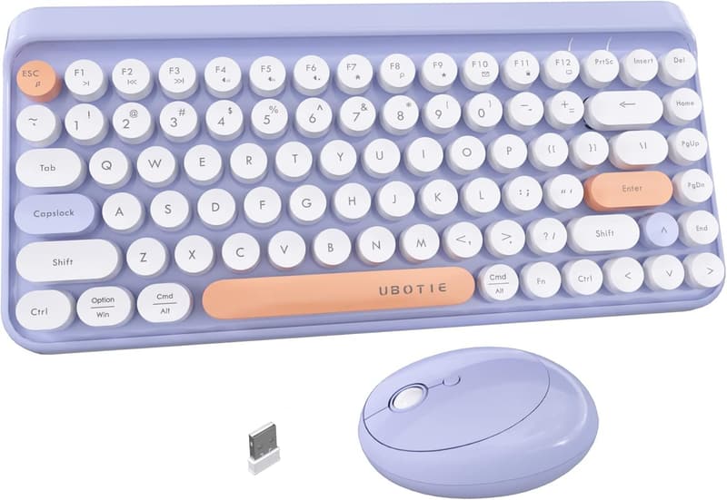 Colorful Retro Mini Wireless Keyboard and Mouse Combo