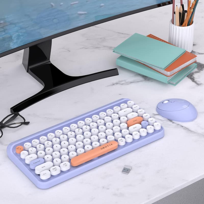 Colorful Retro Mini Wireless Keyboard and Mouse Combo