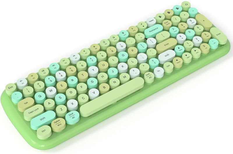 Colorful Bluetooth Typewriter Keyboard - 100 Round Keycaps