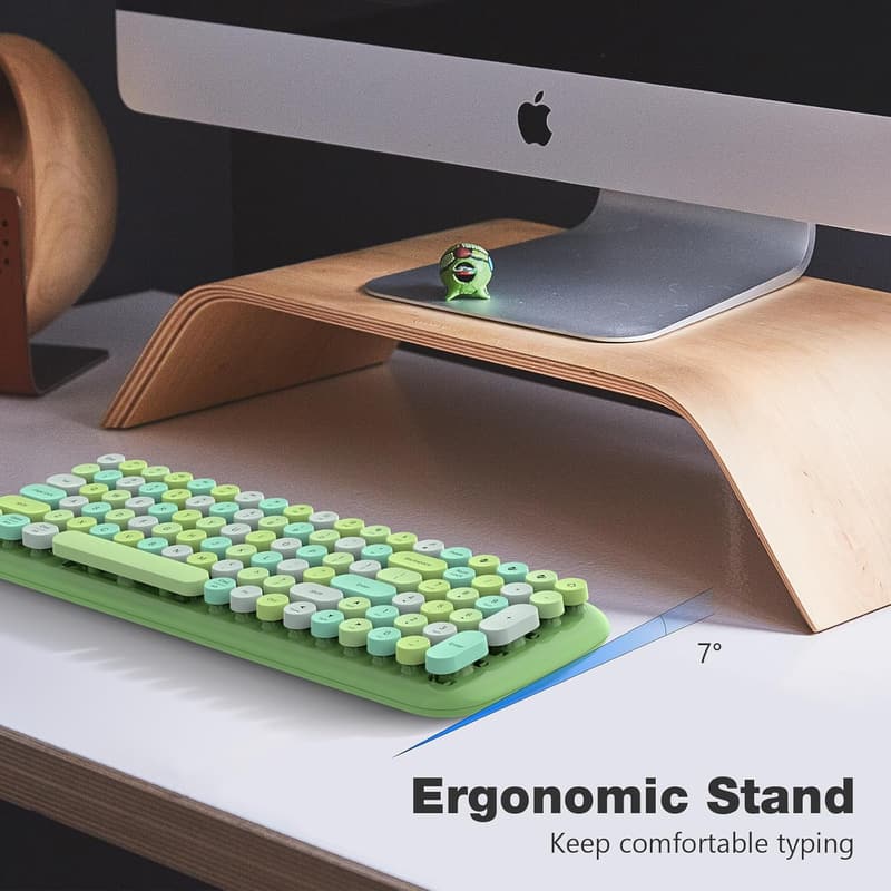 Colorful Bluetooth Typewriter Keyboard - 100 Round Keycaps