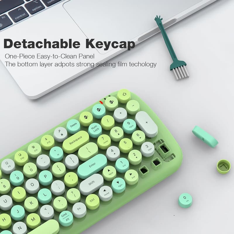 Colorful Bluetooth Typewriter Keyboard - 100 Round Keycaps