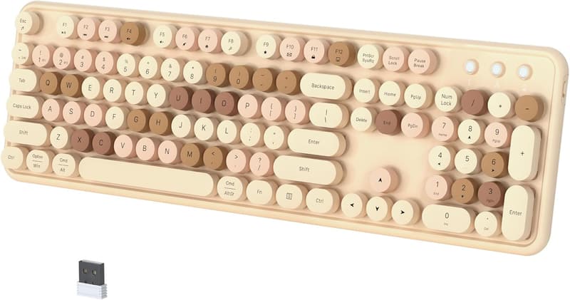 Colorful Retro Wireless Bluetooth Keyboard for Multi-Device Use