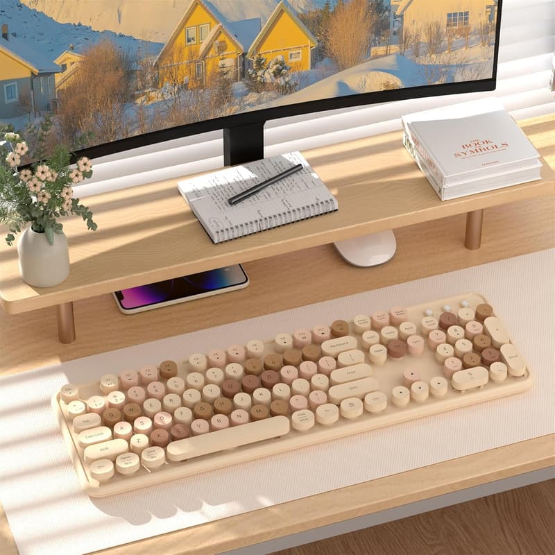 Colorful Retro Wireless Bluetooth Keyboard for Multi-Device Use