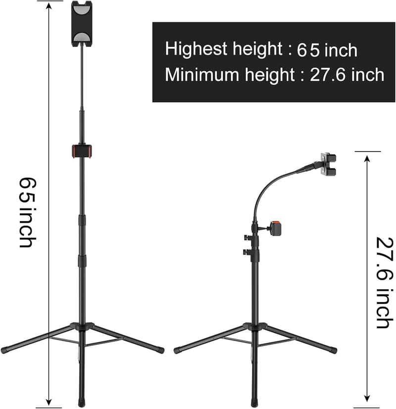 Adjustable 65-Inch Tripod Stand for All Tablets and Phones
