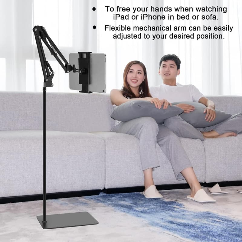 Adjustable 360-Degree Tablet Floor Stand for 4.7-12.9