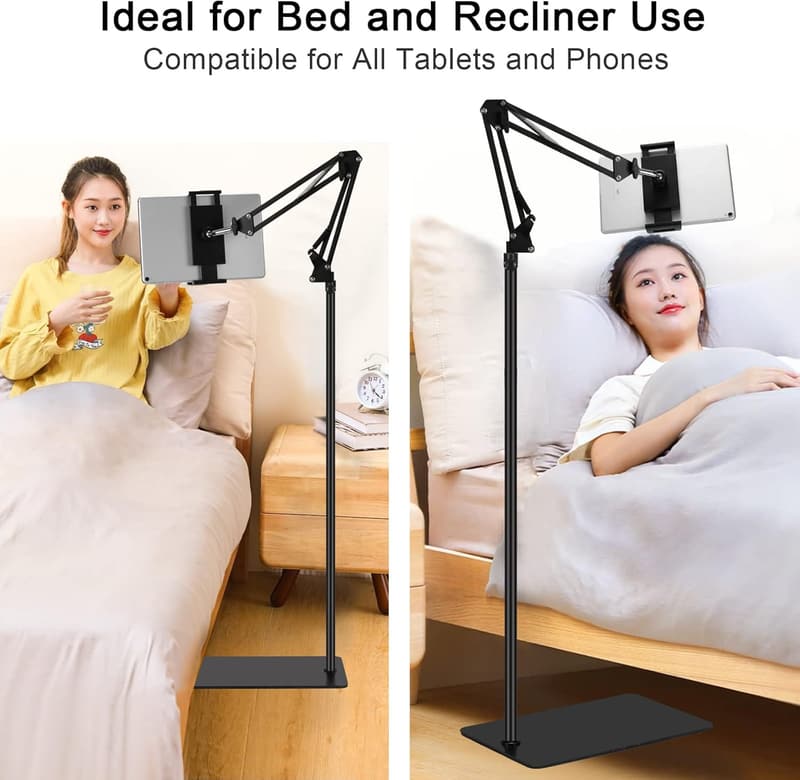 Adjustable 360-Degree Tablet Floor Stand for 4.7-12.9