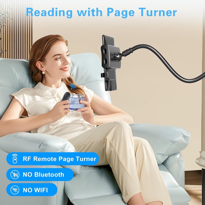 Gooseneck Tablet Holder with Page Turner for Kindle Readers