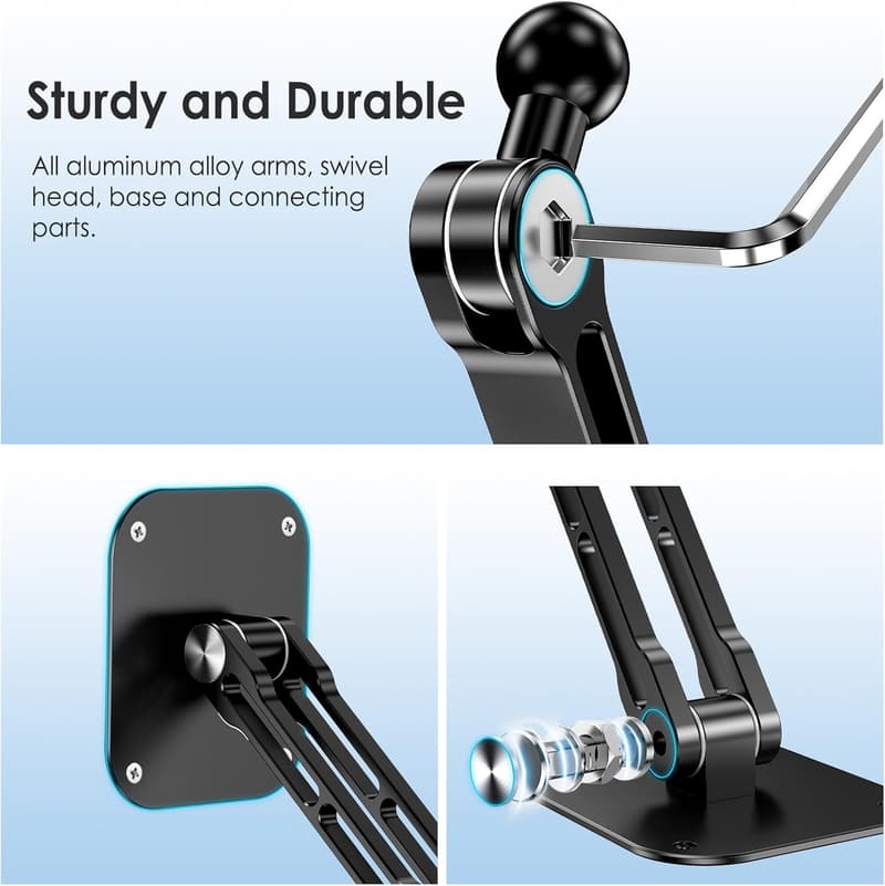 Adjustable 360° Rotating Aluminium Tablet Wall Mount Holder
