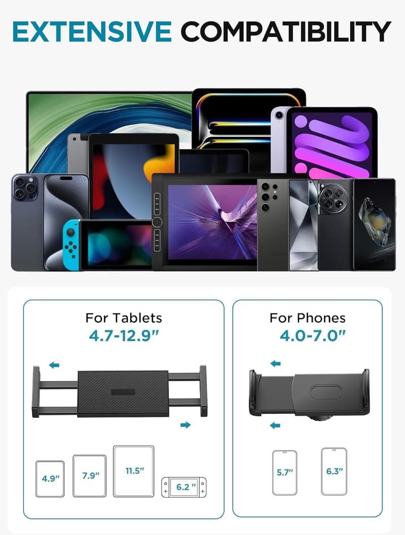 Overhead Tablet Holder for Bed & Desk - Swivel Ball Mount