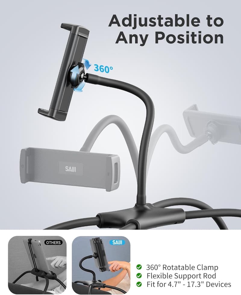 Adjustable Tablet Stand for Desk and Bed, Fits 4.7