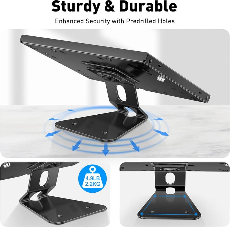 Anti-Theft 360° Swivel iPad Stand for Retail Displays (Black)