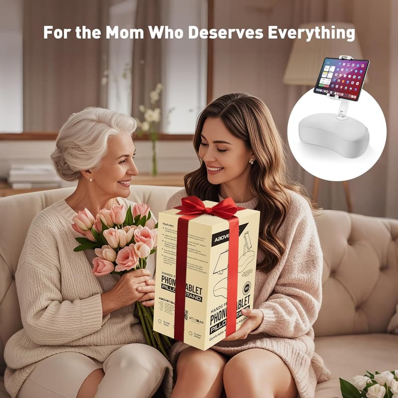 Adjustable Tablet Pillow Stand for Hands-Free Reading - Gray