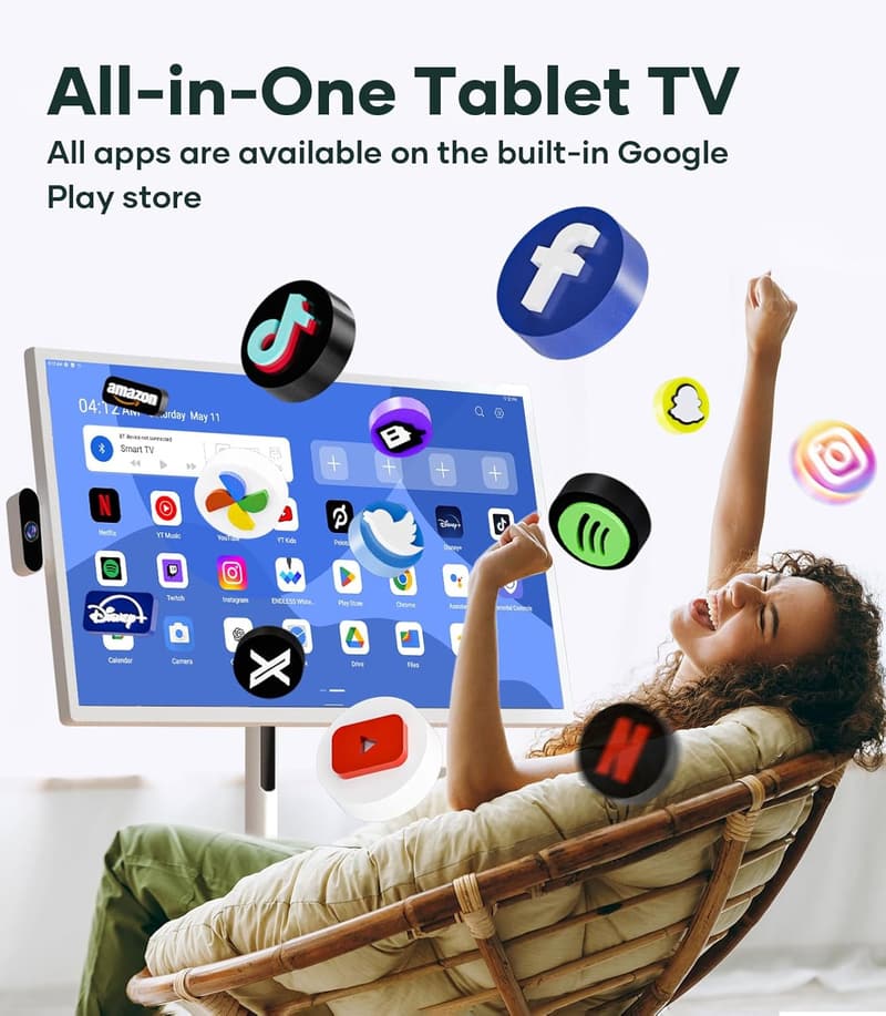 Portable TV Stand on Wheels for Touch Screen Monitors