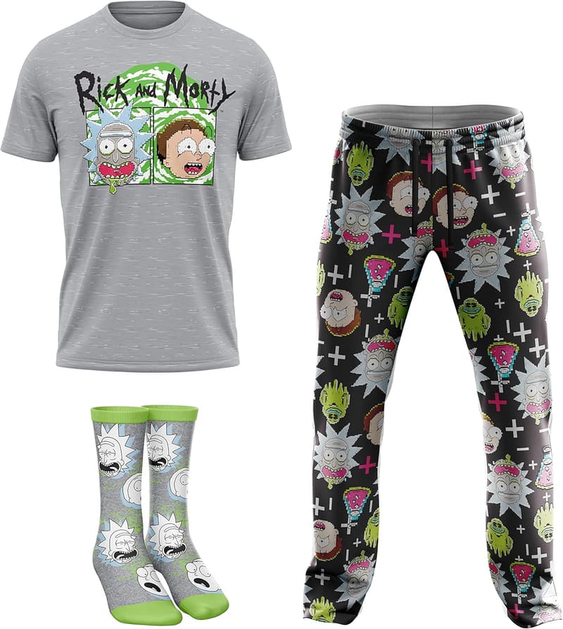 Rick and Morty Lounge Set for Men with T-Shirt, Pants, Socks