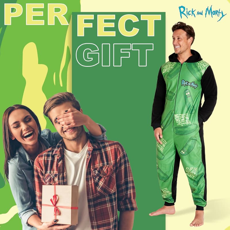 Rick and Morty Men's Fluffy Fleece Hoodie Pajamas - Lounge Wear M-3XL