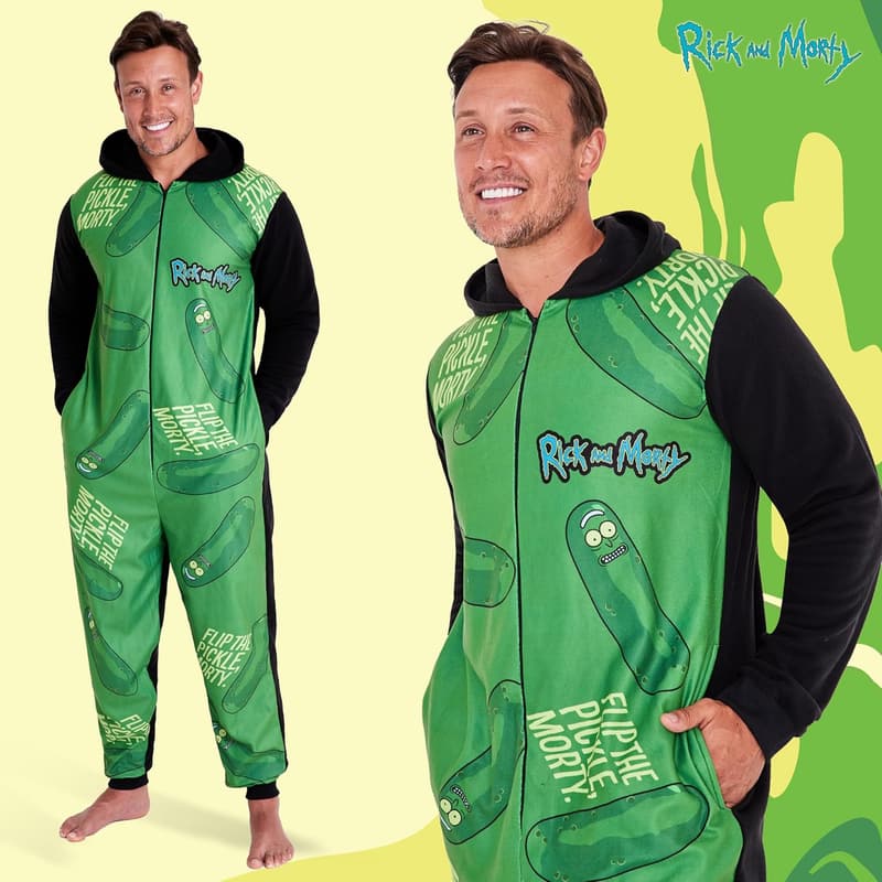 Rick and Morty Men's Fluffy Fleece Hoodie Pajamas - Lounge Wear M-3XL