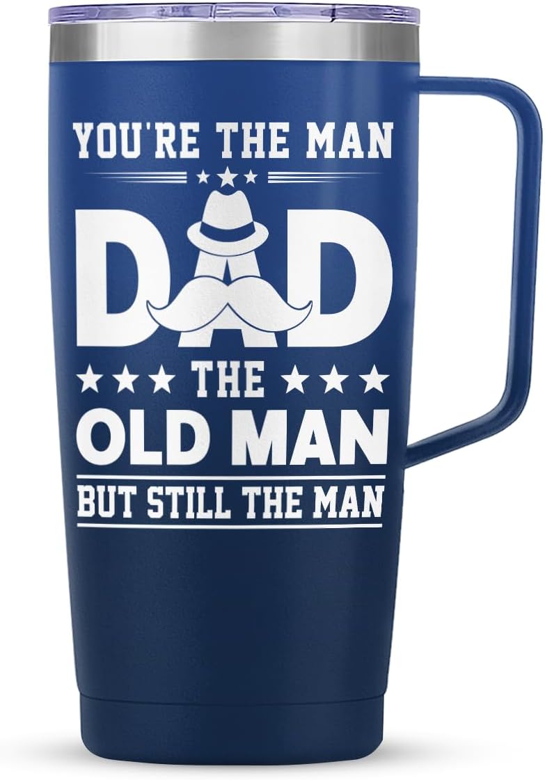 Dad 20oz Travel Coffee Mug with Handle - Perfect Gift for Father's Day