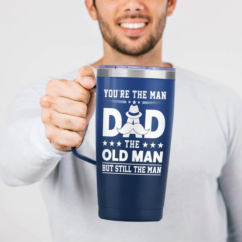 Dad 20oz Travel Coffee Mug with Handle - Perfect Gift for Father's Day