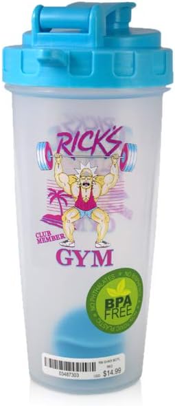 Rick and Morty 24 oz Shaker Bottle with Mixing Ball for Protein Shakes