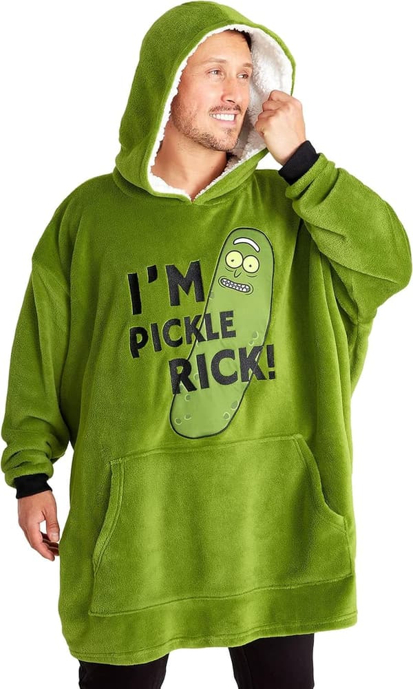 Cozy Fleece Wearable Blanket Hoodie for Men - Rick and Morty