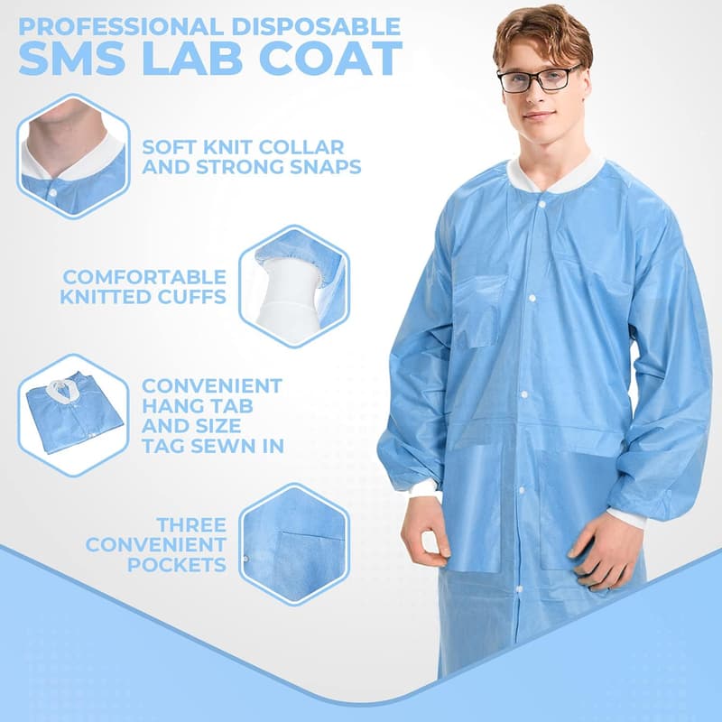 Ceil Blue Unisex 5X-Large Disposable Lab Coats (10 Pack)