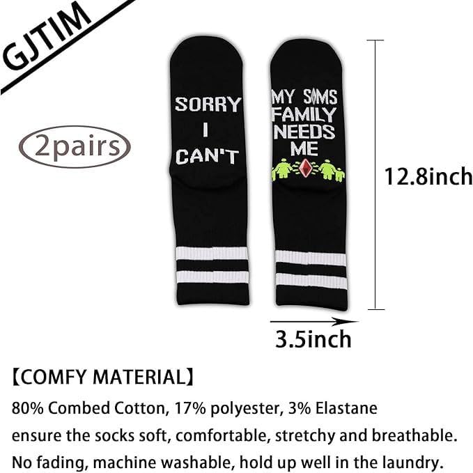 Funny Gaming Socks Gift for Gamers - 2 Pairs