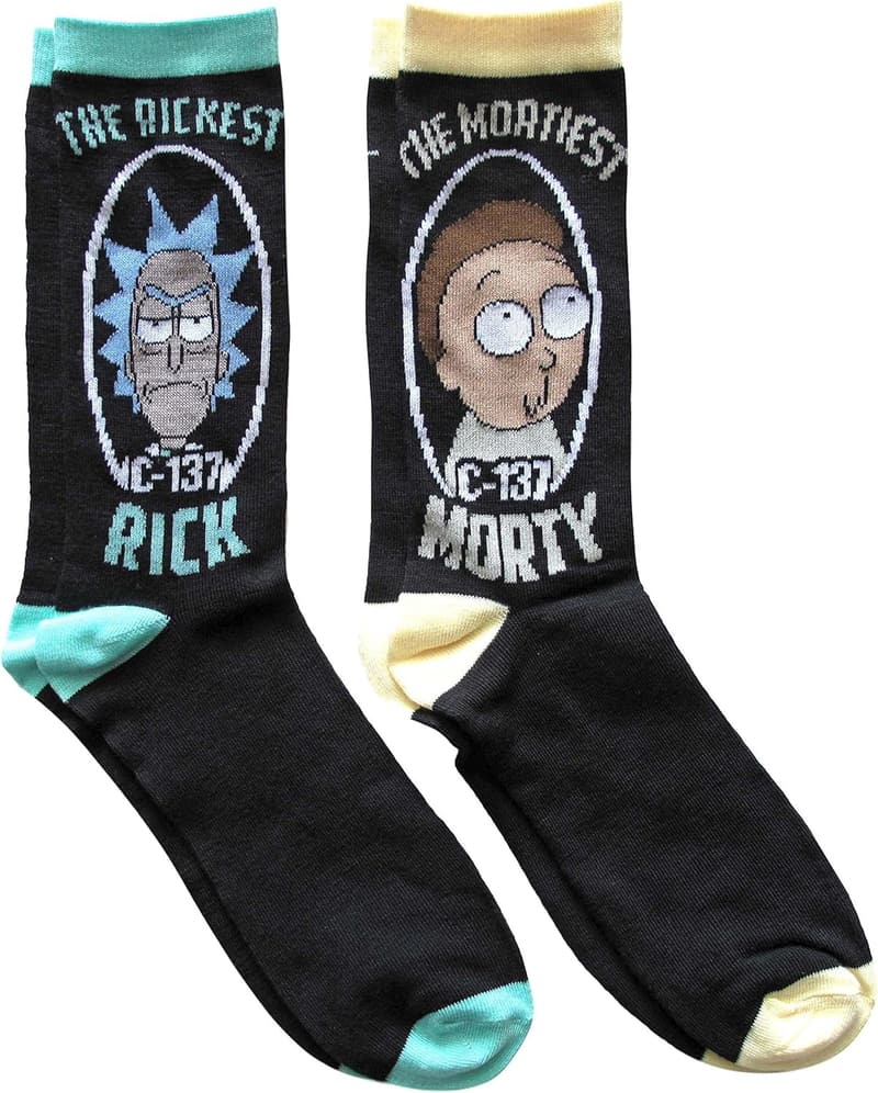 Rick and Morty Men's Crew Socks - 2 Pair Pack, Size 6-12