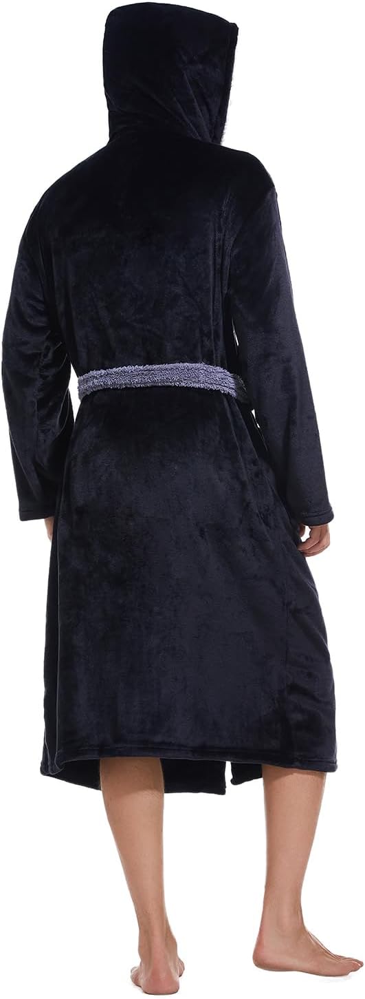Men's Plush Fleece Bathrobe with Pockets