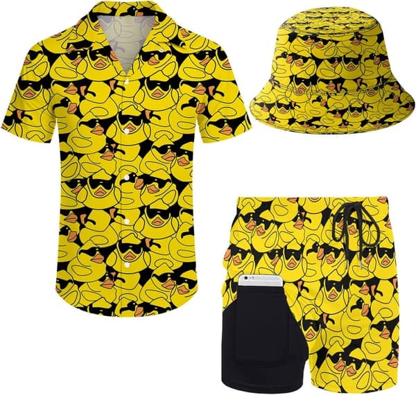 Men's Hawaiian Tracksuit Set with Button-Down Shirt and Shorts