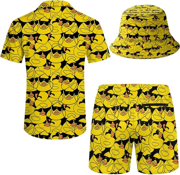 Men's Hawaiian Tracksuit Set with Button-Down Shirt and Shorts