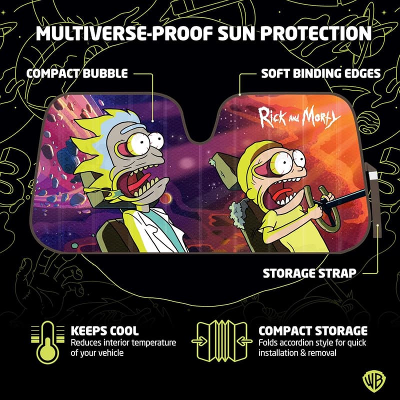 Rick and Morty Accordion Car Windshield Sun Shade