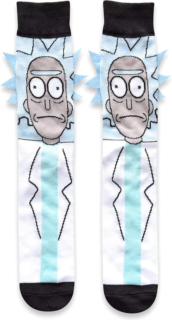 Rick and Morty Men's Crew Socks with Embellished Hair