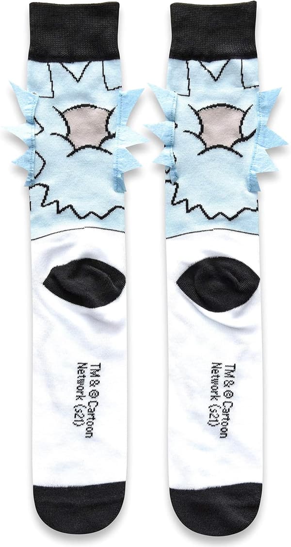 Rick and Morty Men's Crew Socks with Embellished Hair