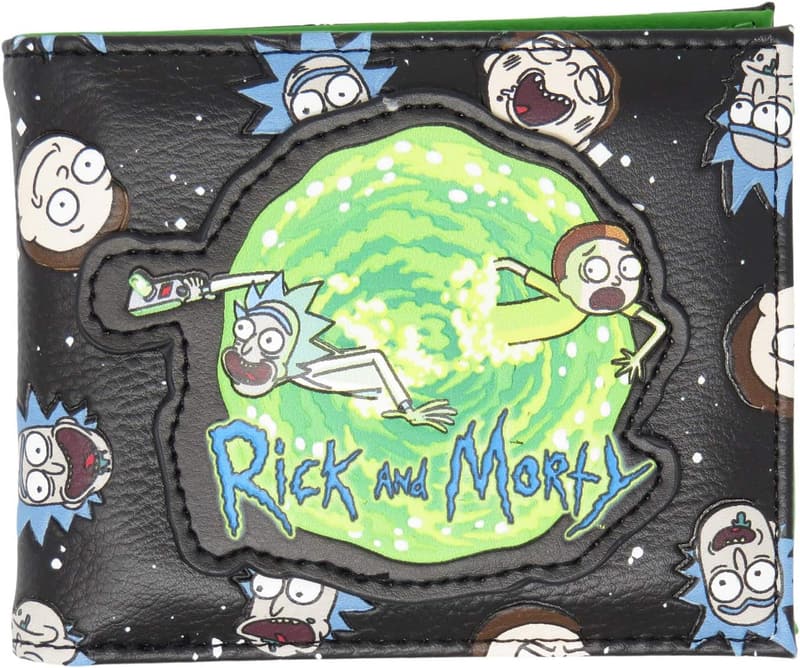 Rick and Morty Portal Faces Faux Leather Bifold Wallet