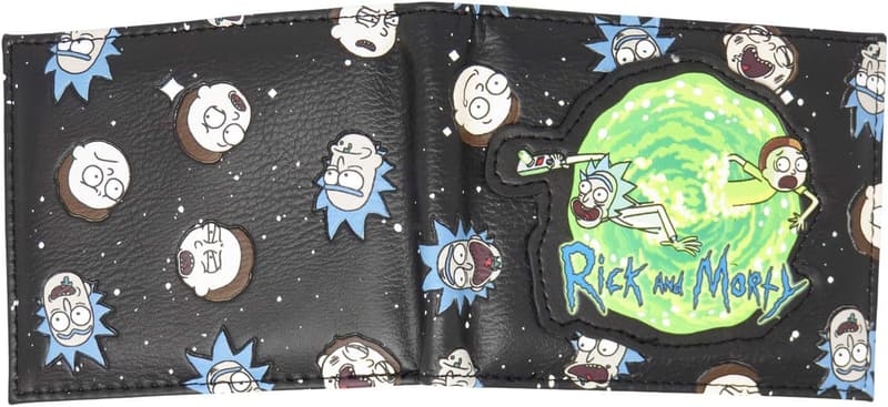 Rick and Morty Portal Faces Faux Leather Bifold Wallet