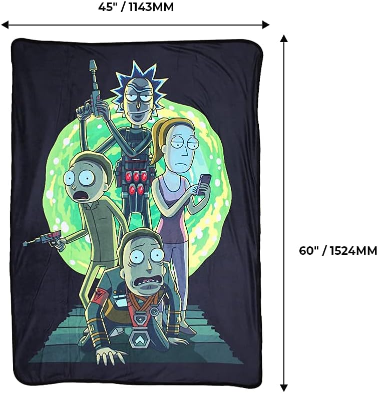Rick and Morty Portal Fleece Throw Blanket - 45 x 60 Inch