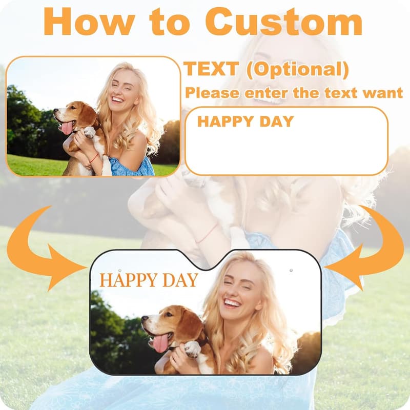 Personalized Car Windshield Sun Shade - Custom UV Ray Protector