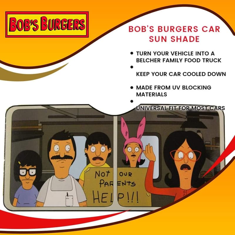 Bob's Burgers Car Window Sunshade - UV Blocker Windshield Visor