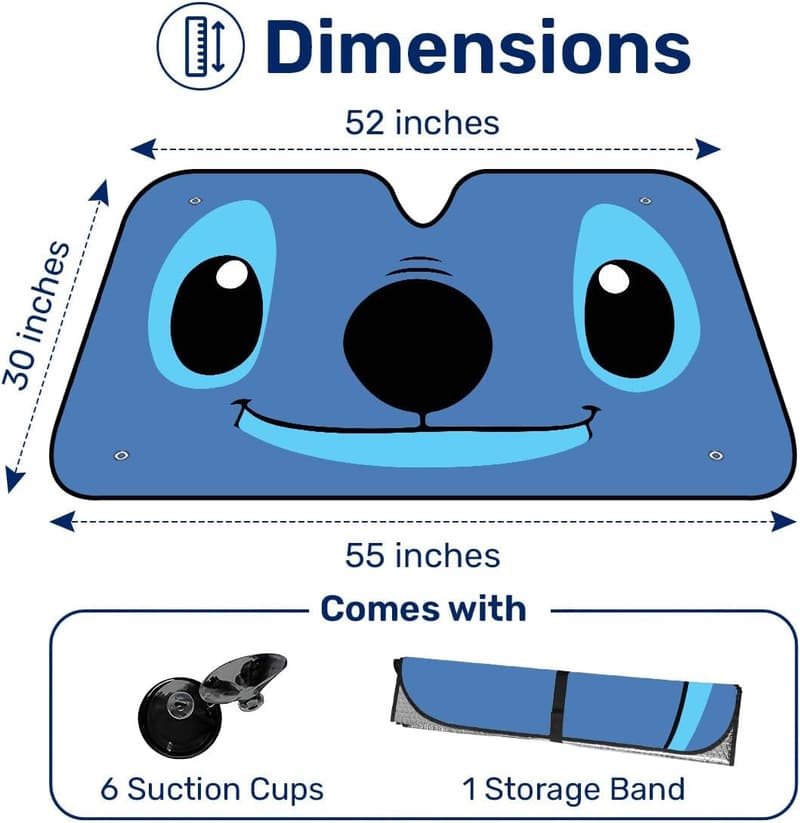 Car Windshield Sun Shade - UV Blocking Protector (55x30 Inches)