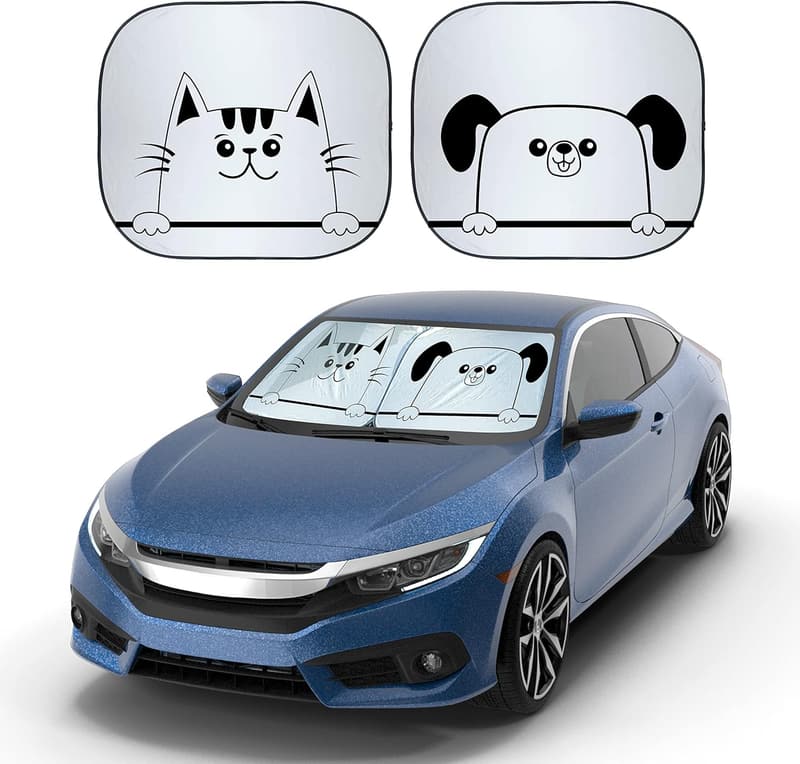 Funny Cartoon Windshield Sun Shade - UV & Heat Protection, Medium