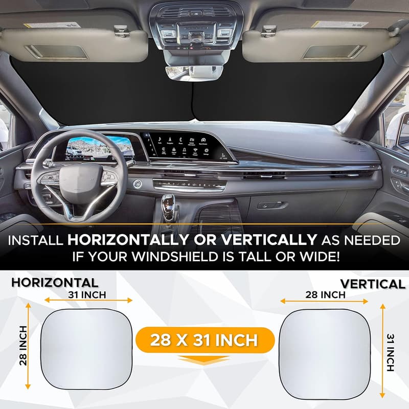Funny Cartoon Windshield Sun Shade - UV & Heat Protection, Medium