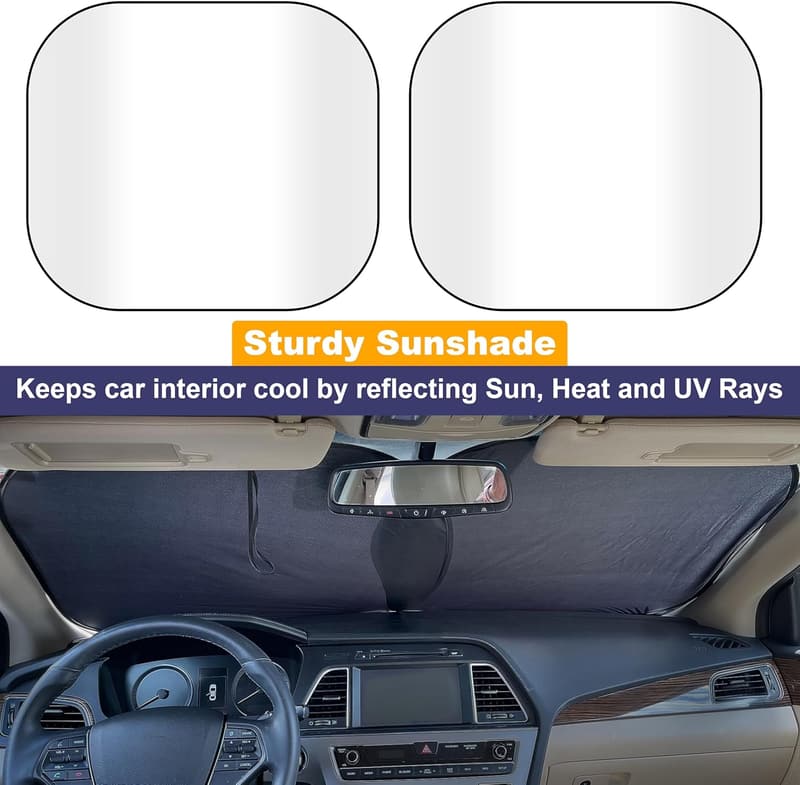 Foldable Car Windshield Sun Shade for UV Protection (28 x 31 inches)