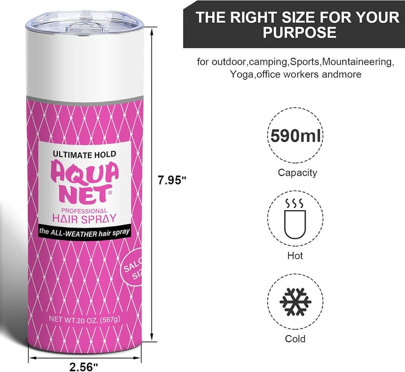 Funny 20oz Hairspray Tumbler for Women - Reusable Stainless Steel Mug