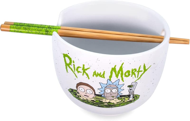 Rick and Morty Japanese Ceramic Dinnerware Set with Bowl & Chopsticks